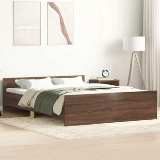 vidaXL Estructura De Cama Con Cabecero Piecero Roble Marr&oacute;n 140x190 Cm Vidaxl