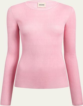 Khaite Mosi Silk Rib Long-Sleeve Top