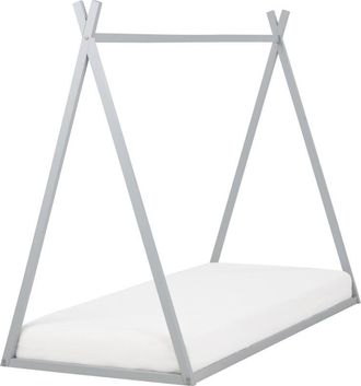 Beliani Beliani - Cama Infantil Con Dosel De Madera De Pino Gris 90 X 200 Cm Saurat