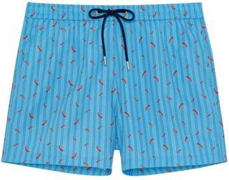HOM Espelette Beach Boxer in Turquoise Print at Nordstrom, Size Xx-Large