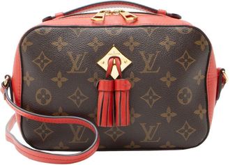Louis Vuitton Brown & Red Monogram Canvas & Leather Saintonge (Authentic Pre- Loved)