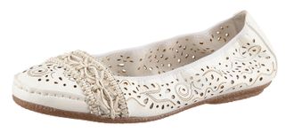 Rieker Ballerina RIEKER, Damen, Gr. 39 (5,5/6), weiss (wei&szlig;), Lederimitat, Schuhe Ballerina, Slipper, Flache Schuhe mit Rundum-Gummizug