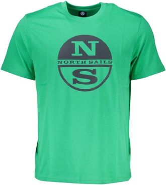 North Sails Groen Katoen Print Logo T-Shirt - Heren - T-shirts - Groen - M - Katoen - Tops