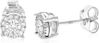 Vir Jewels 1/4 cttw 26 Stones Round Lab Grown Diamond Studs Earrings.925 Sterling Silver Prong Set 2/5 Inch