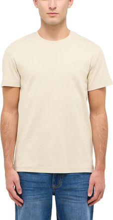 Mustang Kurzarmshirt MUSTANG Herren Style Allen, Herren, Gr. S, beige, Strick, 100% Baumwolle, Rundhals, Shirts Kurzarmshirt