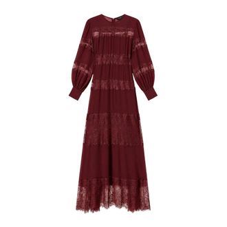 Twinset Vestido largo con inserciones de encaje - Dresses - Mujer - Rojo - S