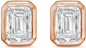 Diana M. Jewels 14Kt Rose Gold 10.00 cts Lab Grown Emerald Diamond Bezel Studs