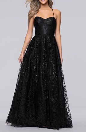 Blondie Nites Sequin & Mesh Gown in Black at Nordstrom, Size 13