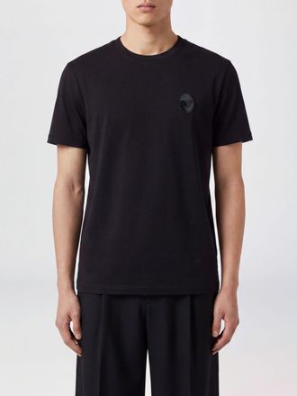 Versace T-shirt in cotone stretch con patch logo Medusa tono su tono