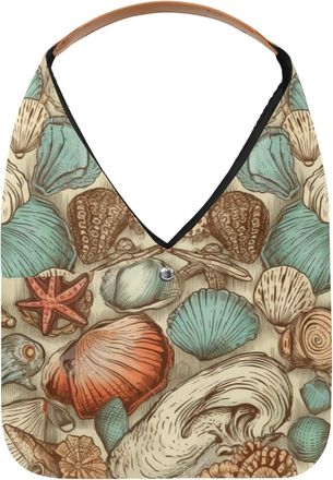 Generic Starfish Shell Reusable Lightweight Grocery Bags - Foldable Into Compact Pouch, Washable & Sturdy, Multipurpose for Shopping and Travel