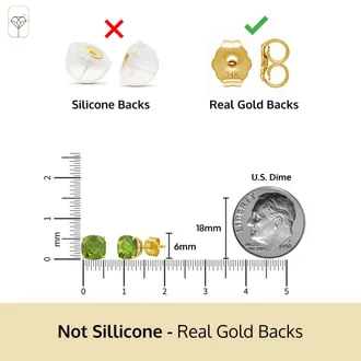 MAX + STONE 14k Yellow or White Gold 6MM Cushion Cut Gemstone Solitaire Gemstone Studs