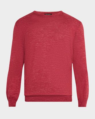 Ermenegildo Zegna Mens Azeala Cashmere, Silk and Linen Crewneck Sweater