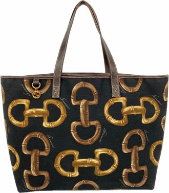 Gucci Black Canvas Tote Bag (Pre-Owned)