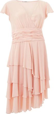 Lardini Roze Midi-jurk met Volants en V-hals - Dames - Casual kleedjes - Roze - S - Kleedjes