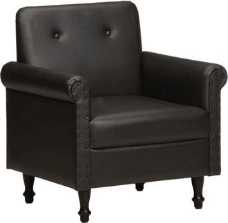 vidaXL vidaXL Poltrona a Pozzetto Nera in Vera Pelle