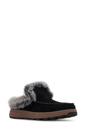 Blondo Victor Waterproof Faux Fur Slipper in Black Suede at Nordstrom, Size 8