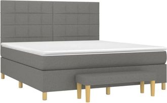 vidaXL Vidaxl - Cama Box Spring Con Colch&oacute;n Tela Gris Oscuro 160x200 Cm