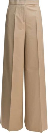 Max Mara Broeken, Dames, Beige, S, Katoen, Beige Wijde Broek Aw 25