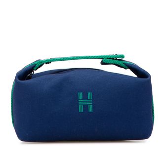 Herm&egrave;s Pre-owned Womens Canvas Travel Case - Dark Blue Textile - One Size