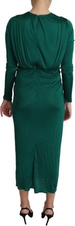 Dolce & Gabbana Green Fitted Silhouette Midi Viscose Womens Dress