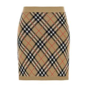 Burberry Short Skirts, female, Multicolor, Size: M Check Knit Pencil Skirt
