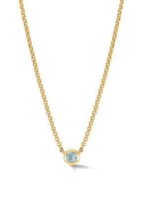 Dower & Hall Aquamarine Round Dewdrop Pendant in Yellow Gold Vermeil at Nordstrom, Size 18