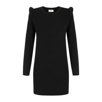 Elisabetta Franchi Gebreide Minijurk met 3D-details - Dames - Jurken - Zwart - Maat: XS Viscose