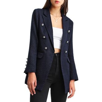 Belle & Bloom Princess Polly Textured Weave Blazer in Navy at Nordstrom Rack, Size X-Large
