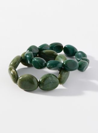 Simons Womens Green-hued stone bracelets Set of 2