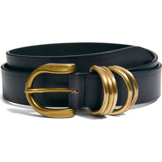 Free People Rori Leather Belt in Black at Nordstrom, Size X-Small