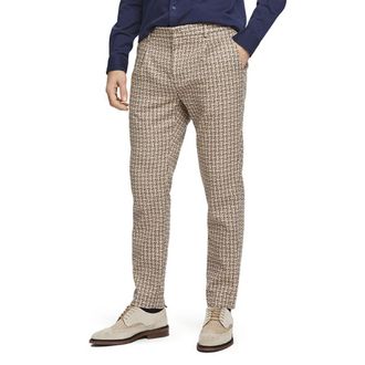 Scotch & Soda Klassiek Slim Fit Broek Beige Houndstooth