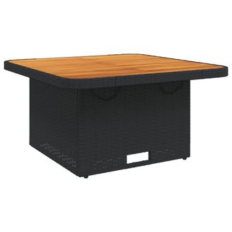 vidaXL Mesa De Jard&iacute;n Rat&aacute;n Sint&eacute;tico Y Acacia Maciza Negro 70x70x72cm Vidaxl
