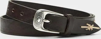 Alberto Luti Mens Embroidered-detail skinny belt