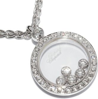 Chopard K18WG Diamond Happy Pendant Necklace