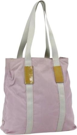 Prada Pre-owned Tote Bags, female, Pink, Size: ONE SIZE Pre-owned Nylon Tote Bag