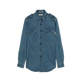 Roy Rogers Denim Shirts, female, Blue, Size: XS Military Shirt