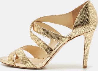 Jimmy Choo London Gold Glitter Louise Strappy Sandals
