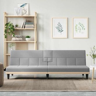 vidaXL Sof&aacute; Cama Con Portavasos Tela Gris Claro Vidaxl