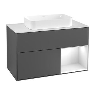 Villeroy & Boch Villeroy&boch - Finion, Muebles De Ba&ntilde;o, 1000 X 603 X 501 Mm, Angular, Con Estanter&iacute;a (iluminada), Modelo Suspendido, En Madera, Lavabo En El Medio, I