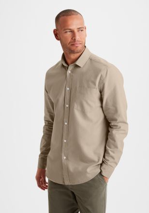 H.I.S Langarmhemd H.I.S, Herren, Gr. XXL (45/46), N-Gr, beige, Web, Obermaterial: 100% Baumwolle, unifarben, regular fit, Rundhals, Manschette, Hemden Langa