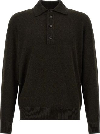 Ermenegildo Zegna Lange mouwen poloshirt - Heren - Polos - Bruin - L - Wol - Tops