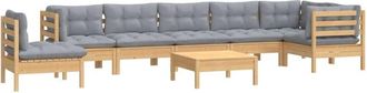 vidaXL Juego De Muebles De Jard&iacute;n 9 Pzas Y Cojines Madera Maciza Pino Vidaxl