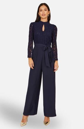 Yumi Lace Applique Jumpsuit in Navy at Nordstrom, Size 14