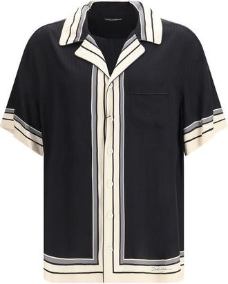 Dolce & Gabbana Multicolor Silk Shortsleeve Mens Shirt