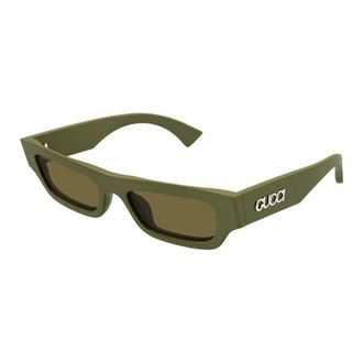 Gucci Rechthoekige Zonnebril - Heren - Zonnebrillen - Groen - 52 MM - Nylon - Accessoires
