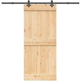 vidaXL Puerta Corredera Con Herrajes Madera Maciza De Pino 90x210 Cm Vidaxl
