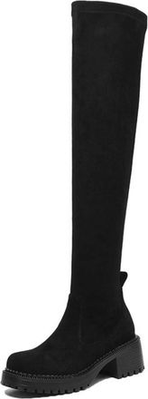 Generic Womens Tall Boots, Comfortable Stretch Over-The-Knee Boots with Block Heel Autumn Winter Knee-High Boots Plus Size Round Toe Fashionable Winter Boots 