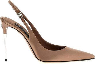 Dolce & Gabbana Beige Satin Slingback Heels