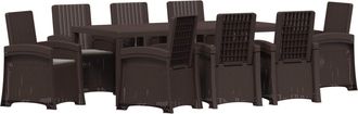 vidaXL Conjunto De Comedor De Jard&iacute;n 9 Uds. Marr&oacute;n Y Gris Claro Pp Vidaxl