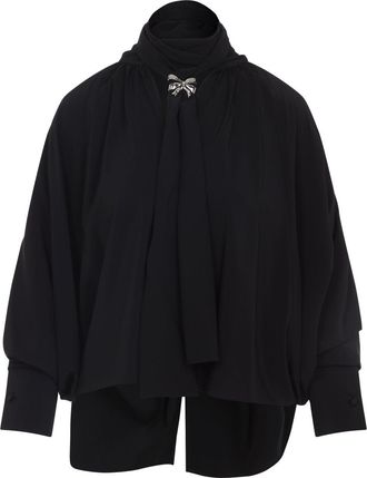 Max Mara Black Silk Leonida Blouse-Donna